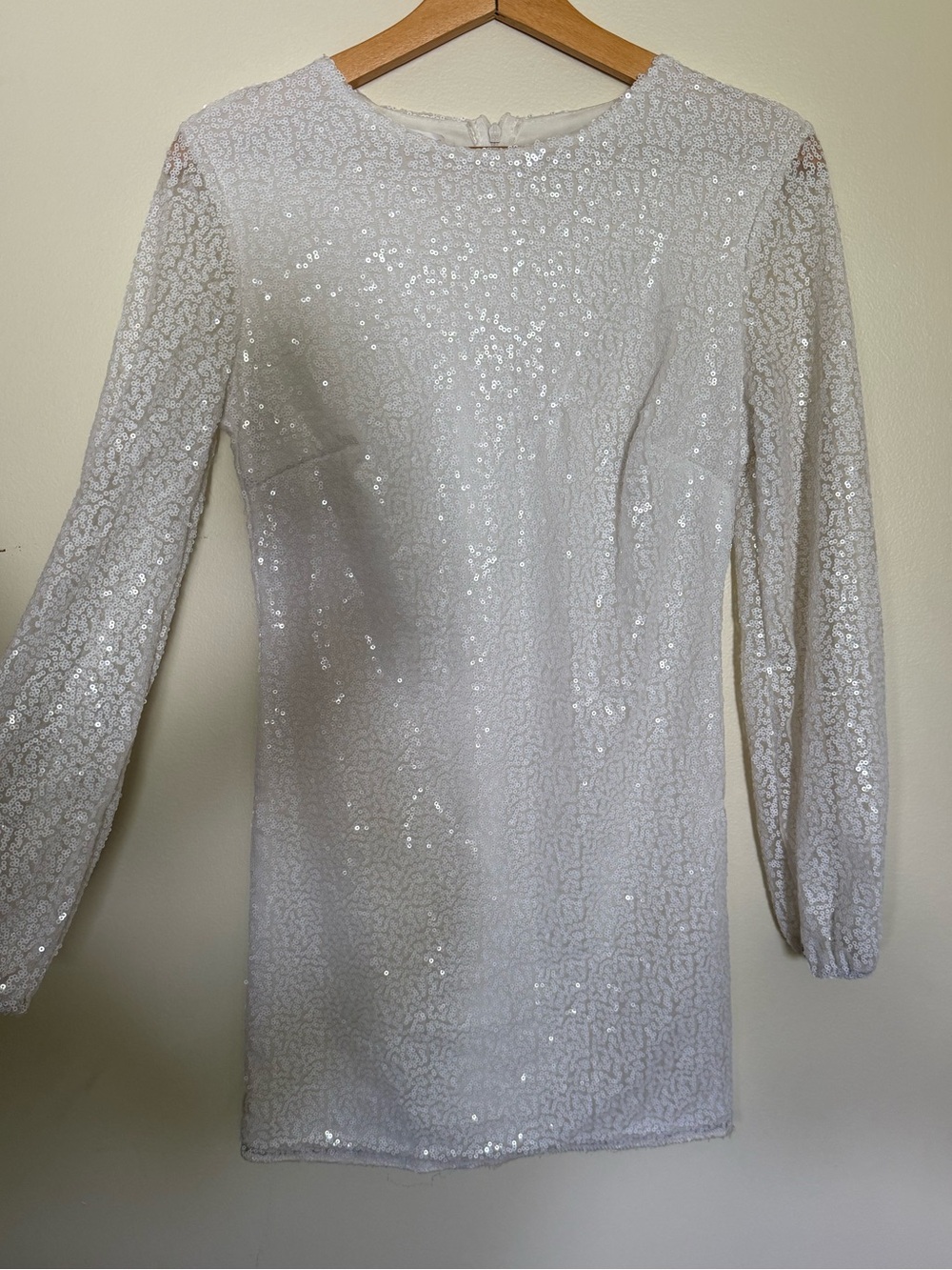 NWOT White Sequin Mini Dress - Picture 3 of 4